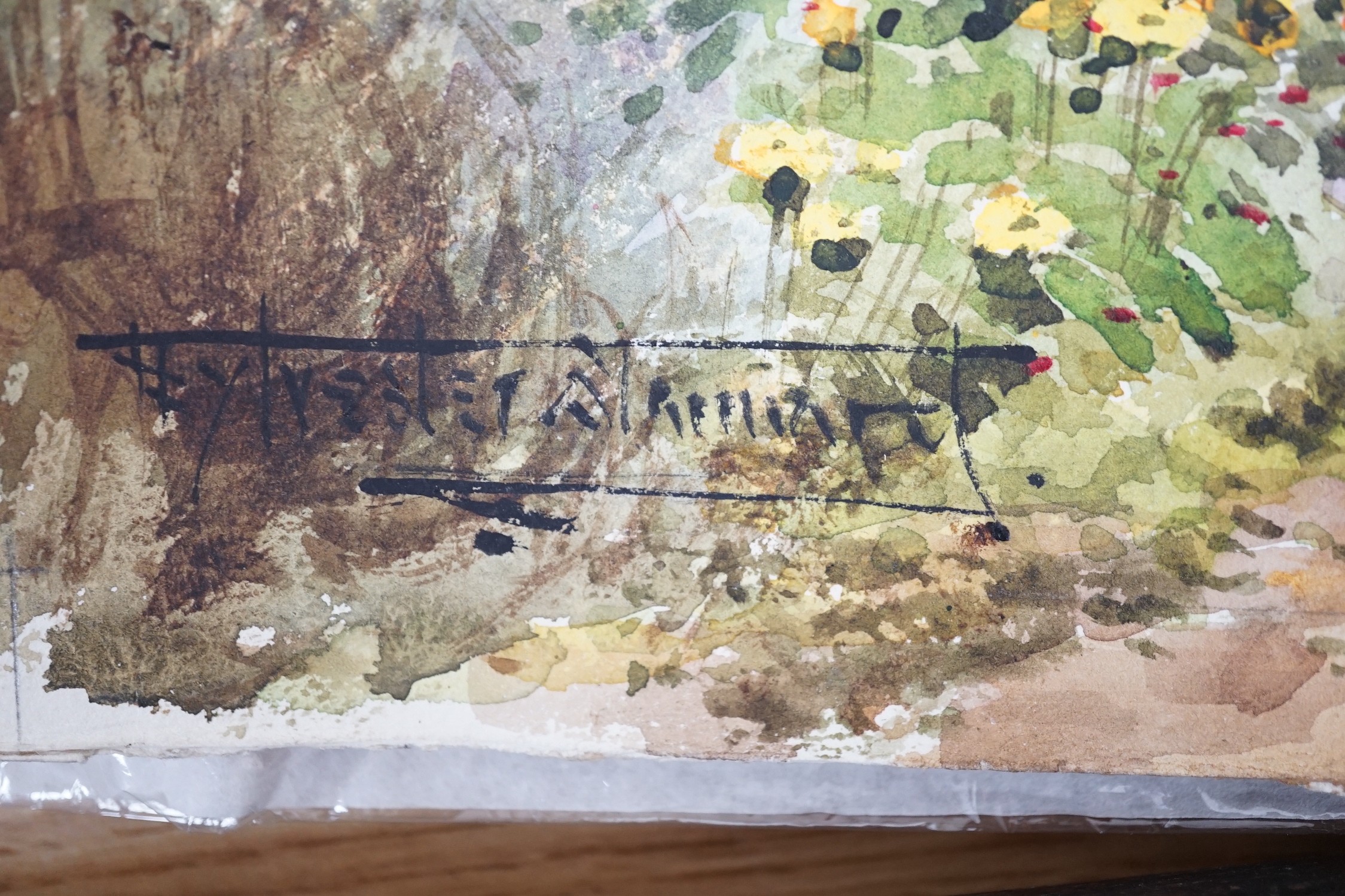 Henry John Sylvester Stannard (1870-1951) , watercolour, 'Granny's Front Door', signed, 28 x 39cm., together with a woodland scene by Arthur E. Arthur, 23 x 32cm, both unframed